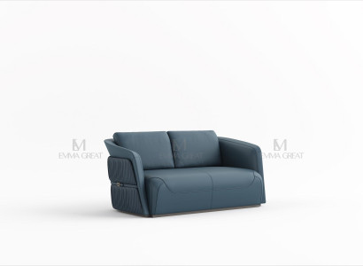 Zweisitzer Design Sofa 2 Sitzer Couch Polster Garnitur Sofas Couch Blau Luxus
